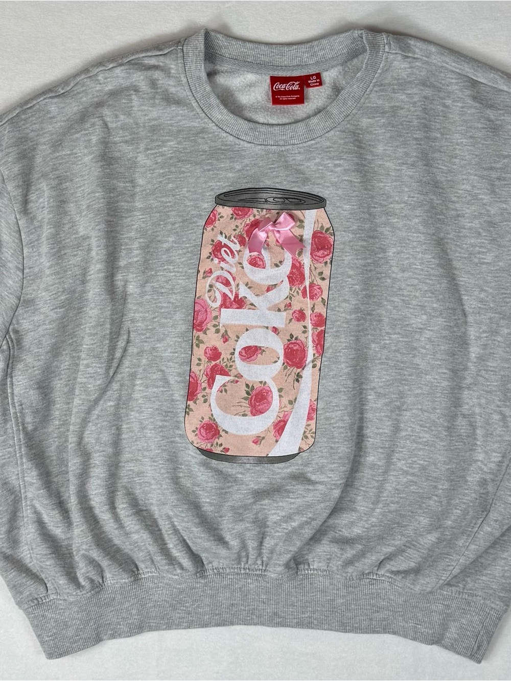 Coca Cola Gray Sweatshirt with Floral Coke Can Graphic